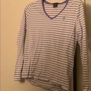 Purple and white striped Polo T-Shirt